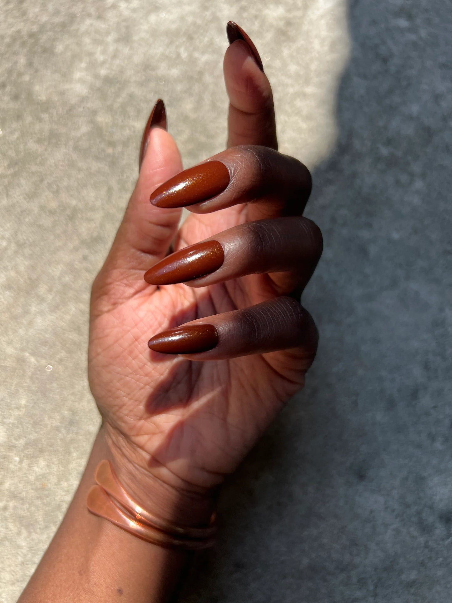 Close up of nails painted with Death Valley Nails