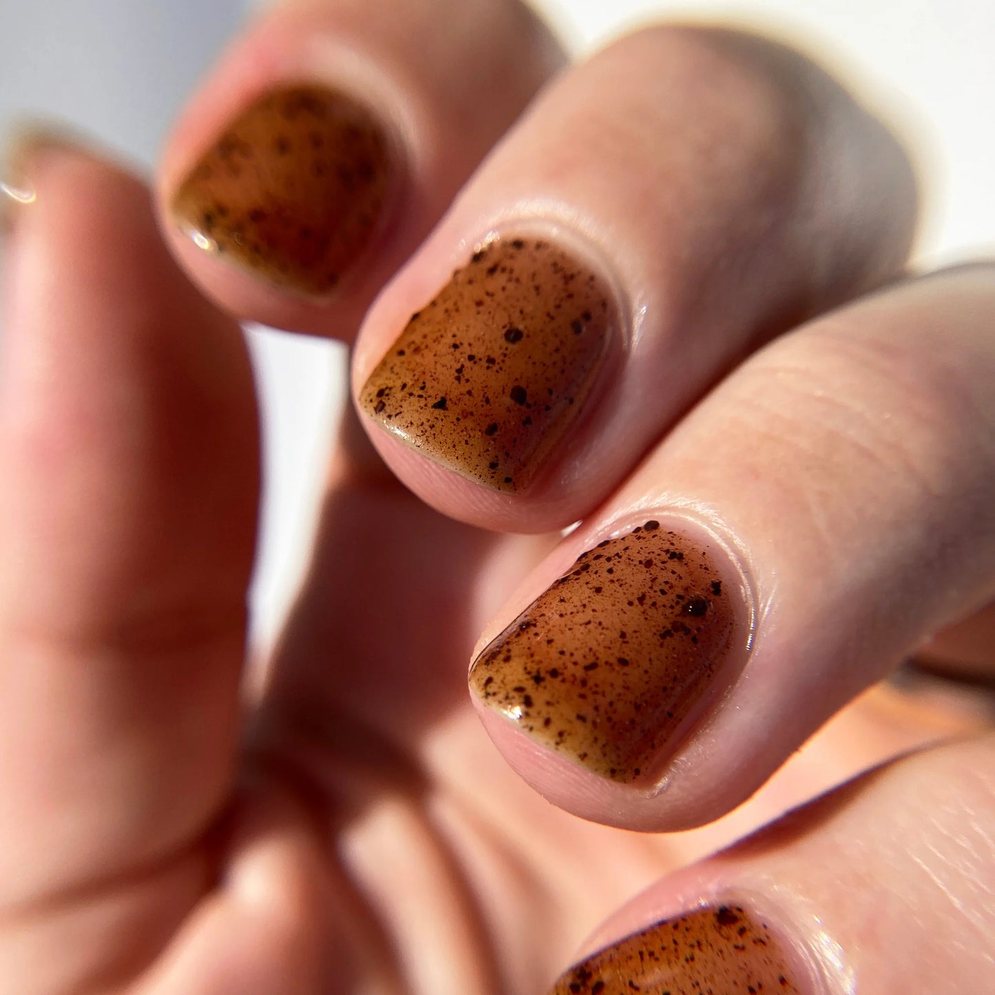 Close up of nails painted with Death Valley Nails'