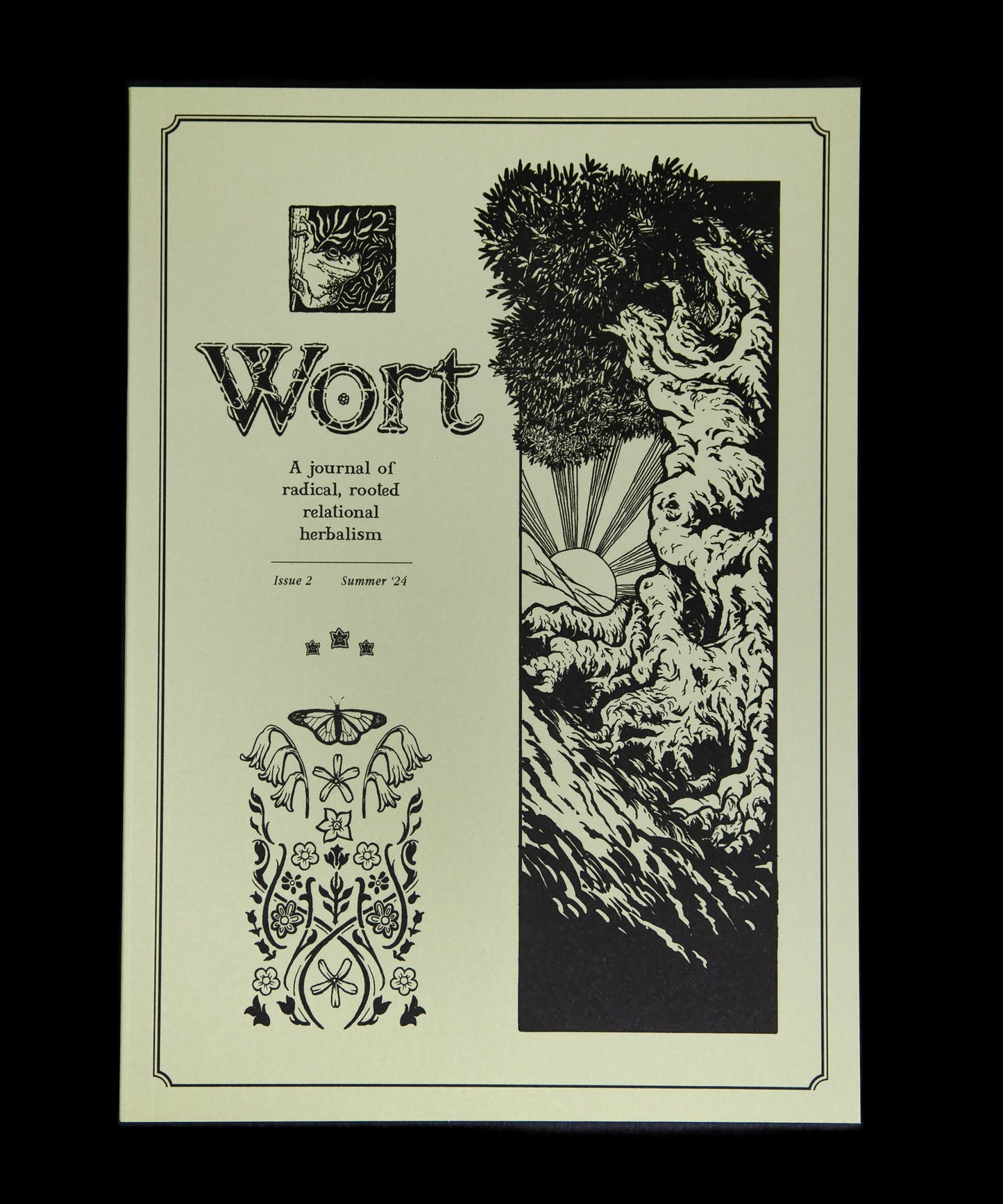 zine with light green cover featuring art nouveau style illustrations