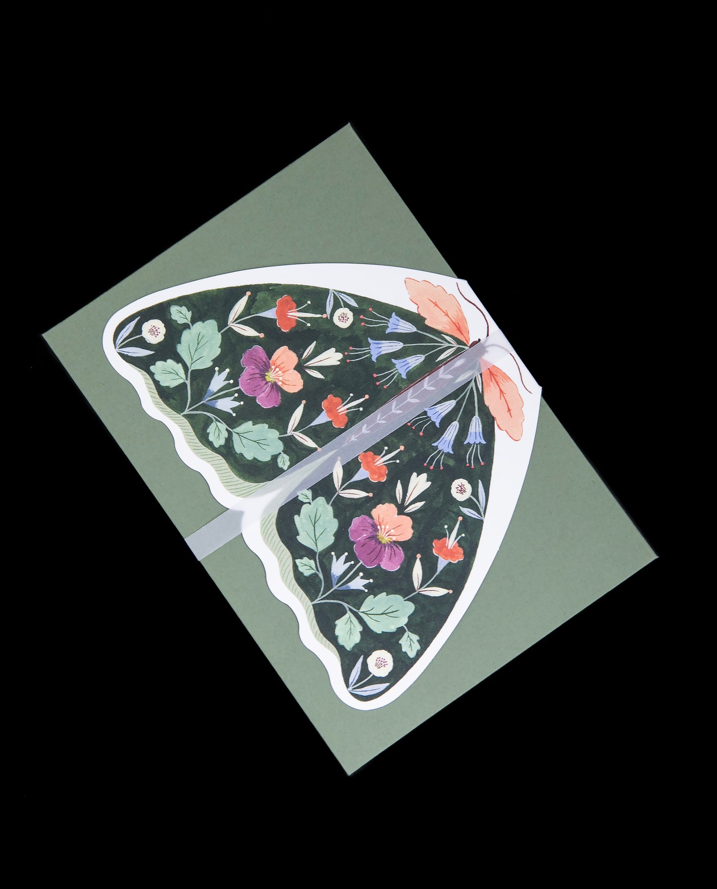 Floral Moth Greeting Card - Forest Green | FLORA WAYCOTT