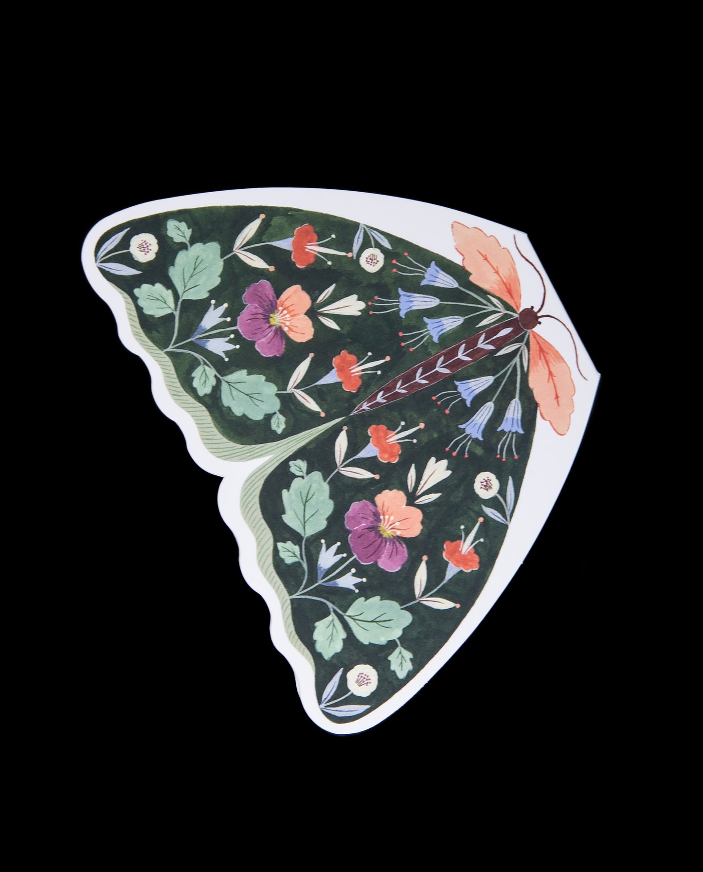 Floral Moth Greeting Card - Forest Green | FLORA WAYCOTT