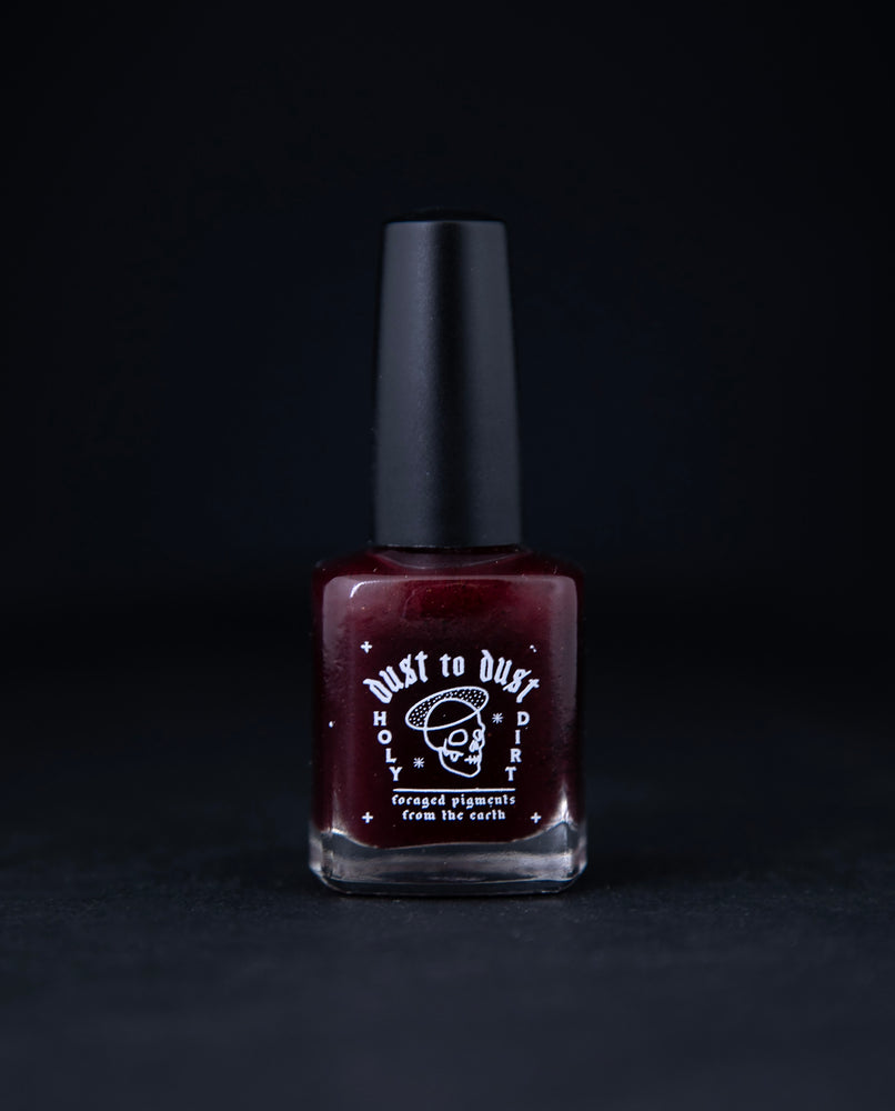 "Hibiscus Flower & Beet Root" nail polish by Death Valley Nails. The polish is a deep oxblood colour.