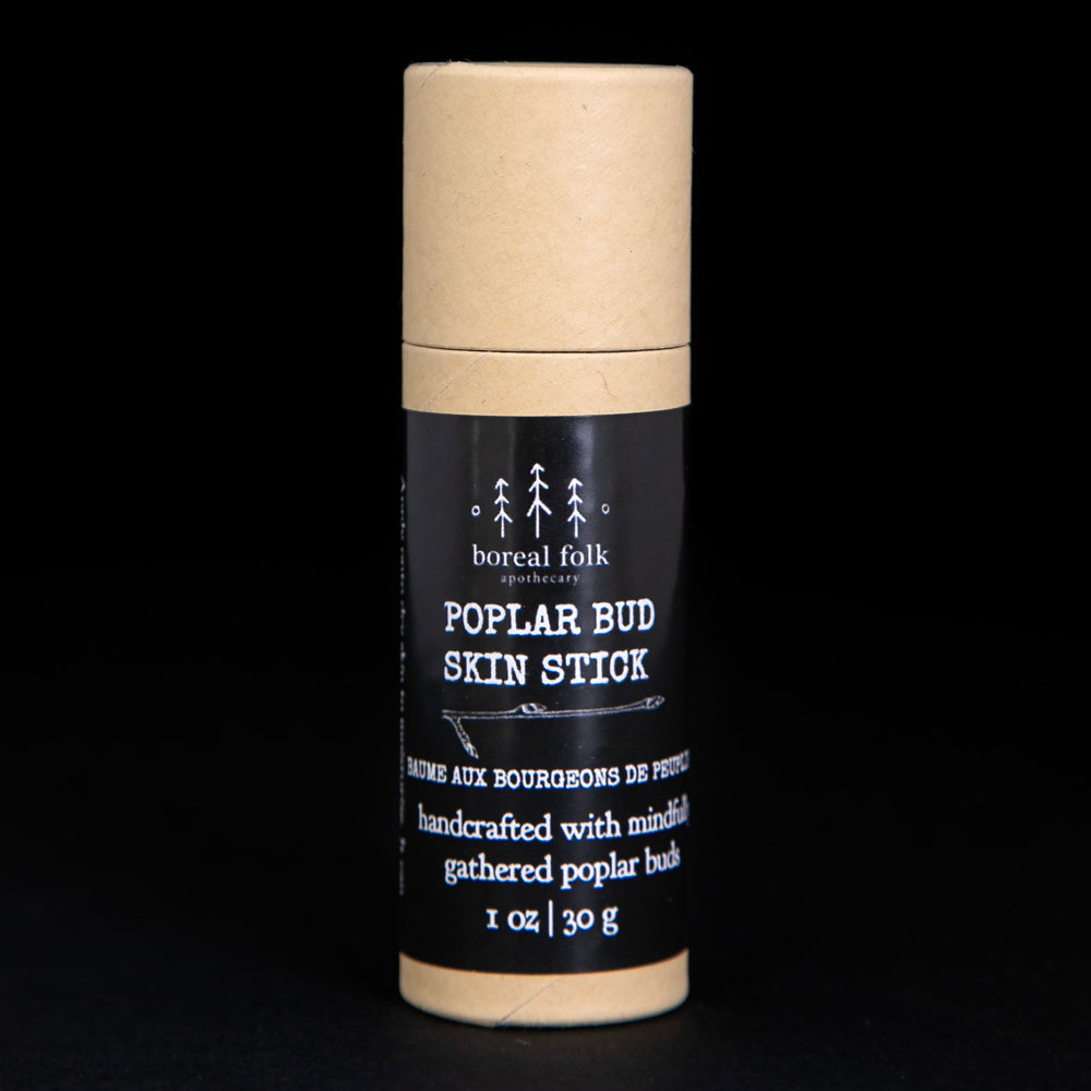 
                      
                        Kraft paper tube of Boreal Folk's "Poplar Bud Skin Stick", standing against a black background
                      
                    