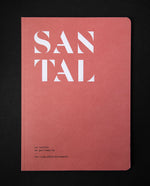 The book "Le santal en parfumerie" on black background. The cover is brick red and reads "SANTAL" in bold white graphic lettering.