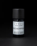 5ml black glass bottle with silver label of LVNEA's eucalyptus essential oil